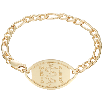 QR Code Figaro Medical ID Bracelet 14K Gold, Gold, large image number 1